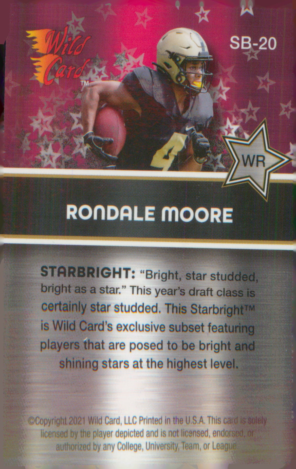 2021 Wild Card Alumination Starbright Red #SB-20 Rondale Moore