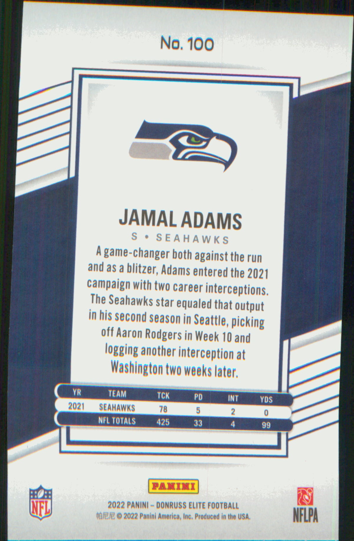 2022 Donruss Elite #100 Jamal Adams