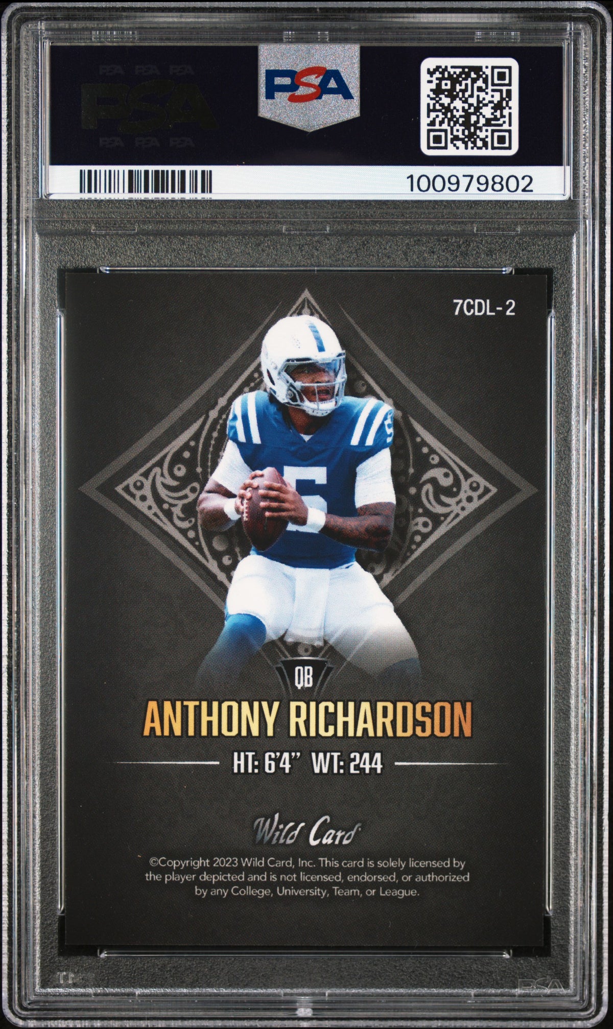 2023 WC 7 Card Studs Left Sprkles Blk 7CDL-2 Anthony Richardson PSA 10 #/1