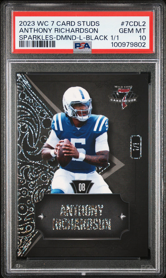 2023 WC 7 Card Studs Left Sprkles Blk 7CDL-2 Anthony Richardson PSA 10 #/1