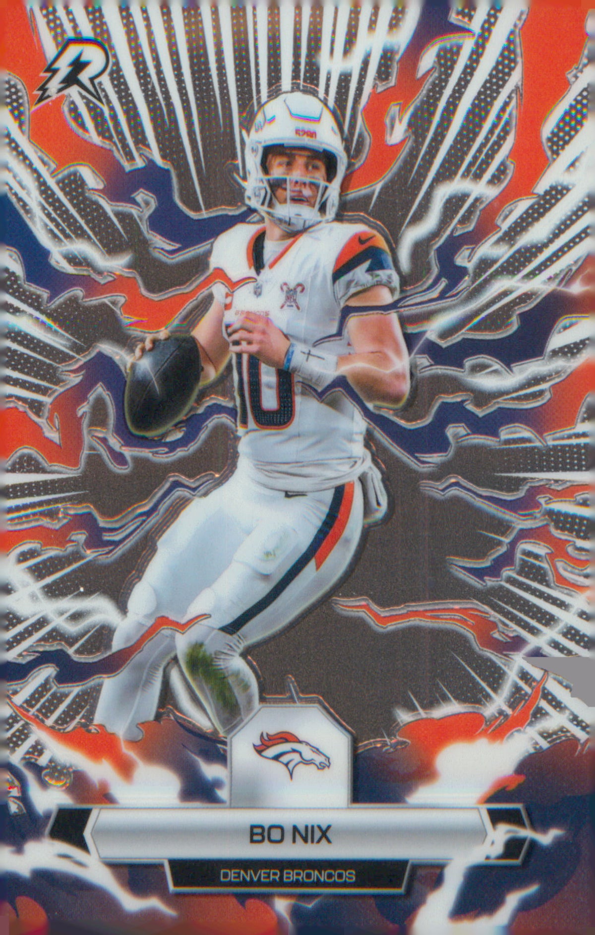 2025 Topps Resurgence Bo Nix #28 Blue & Orange Spark (Color Match) - Broncos