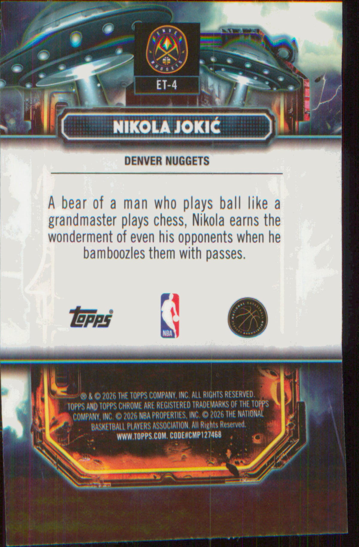 2025-26 Topps Chrome Cosmic Extraterrestrial Talent #ET-4 Nikola Jokić