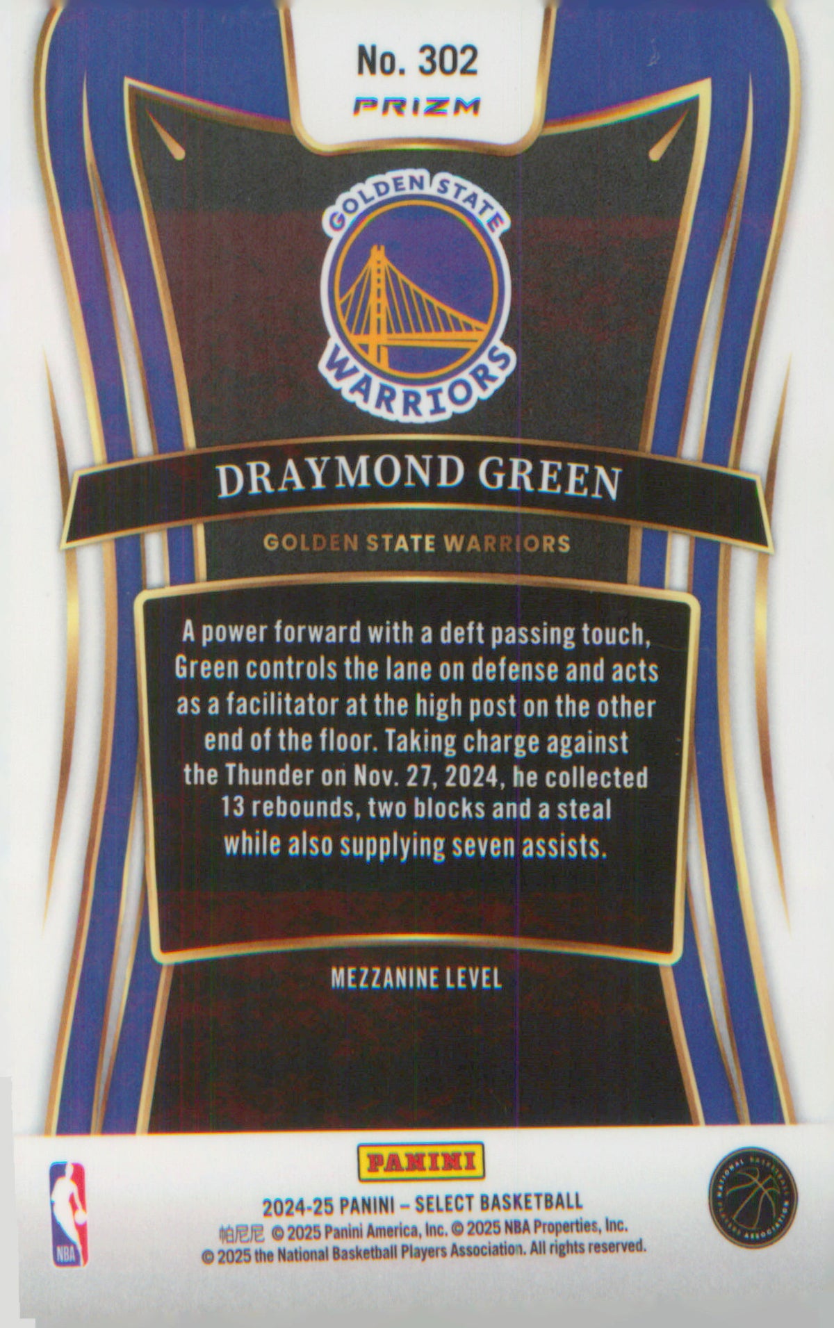 2024-25 Panini Select Tectonic Prizm #302 Draymond Green