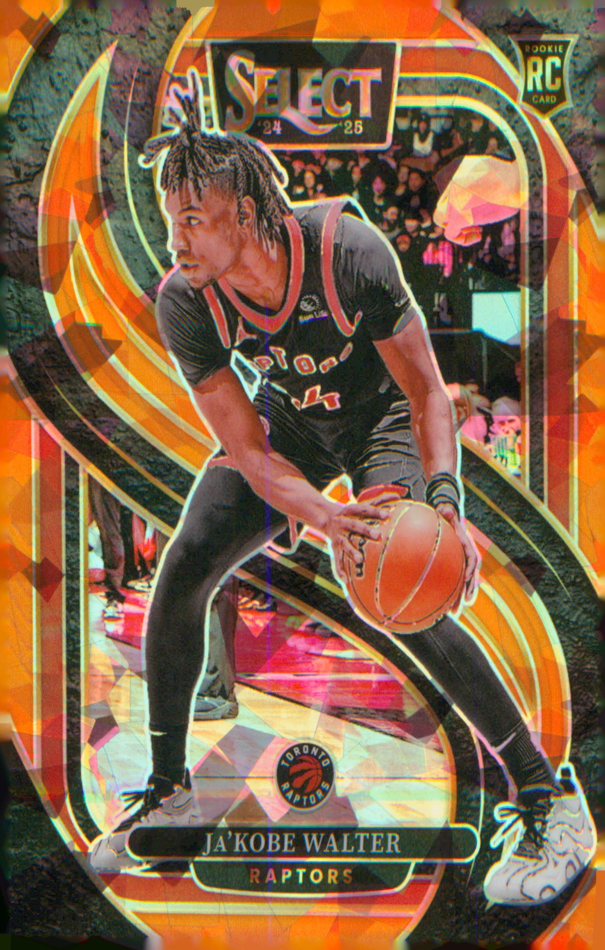 2024-25 Panini Select Orange Cracked Ice Prizm #195 Ja'Kobe Walter RC #/275