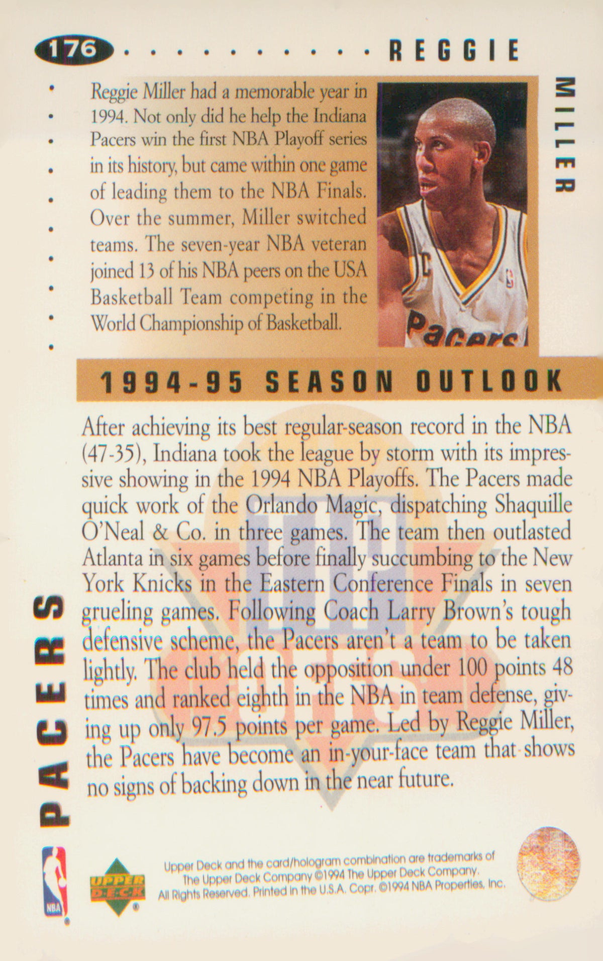 1994-95 Collector's Choice #176 Reggie Miller