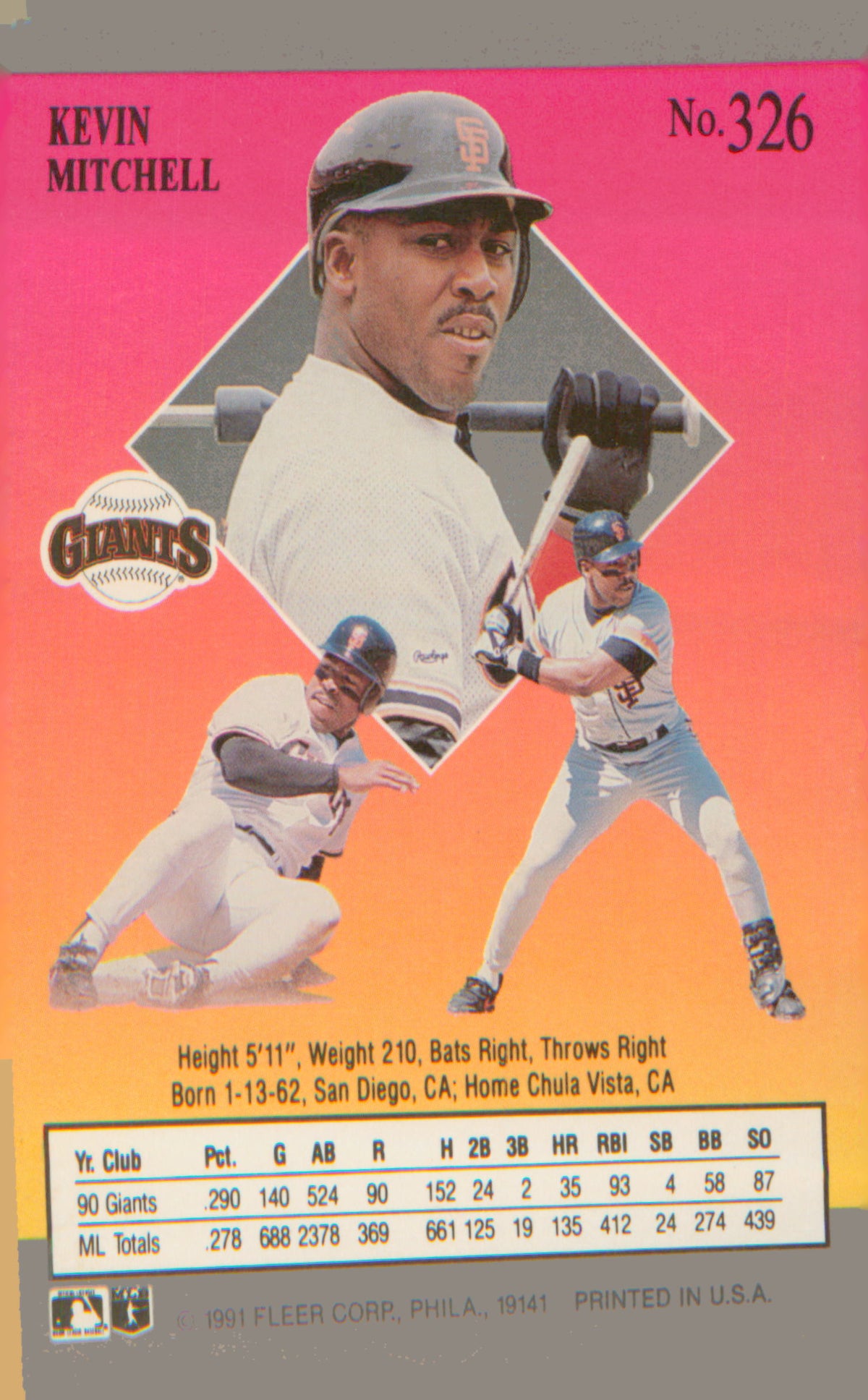 1991 Ultra #326 Kevin Mitchell