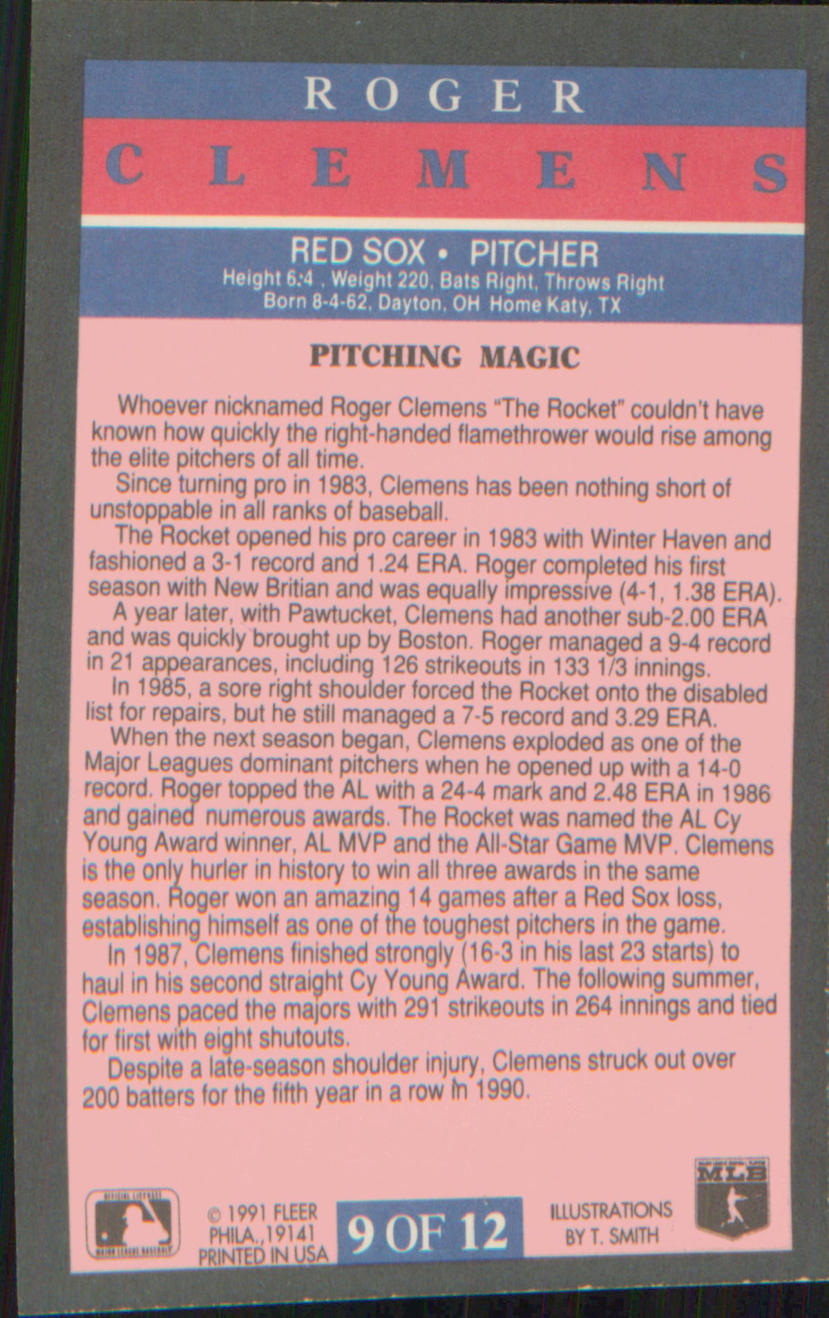 1991 Fleer Pro-Visions #9 Roger Clemens