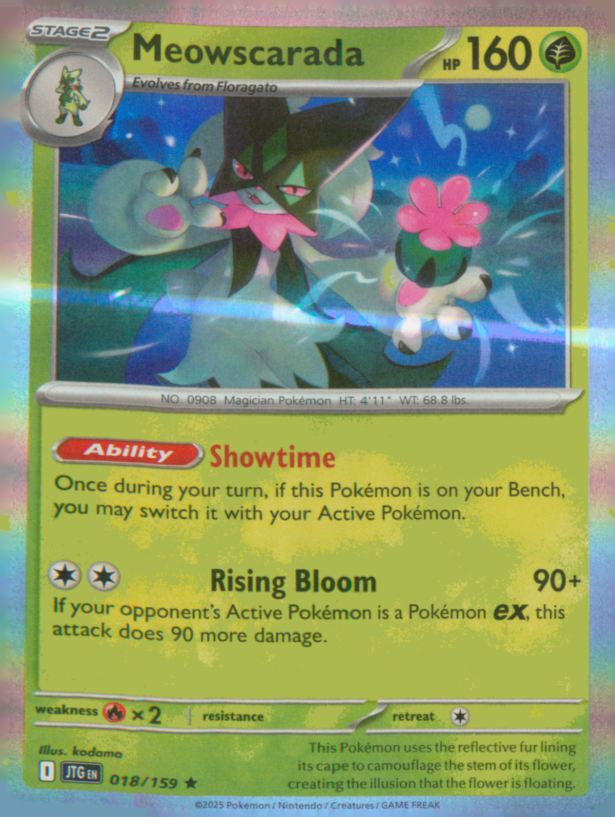 SV09: Journey Together #018/159 Meowscarada Rare, Holo