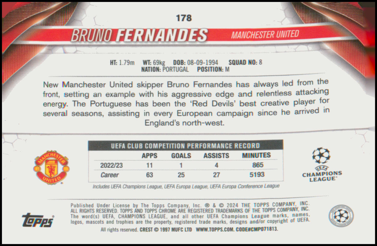 2023-24 Topps UEFA Club Competitions #178 Bruno Fernandes