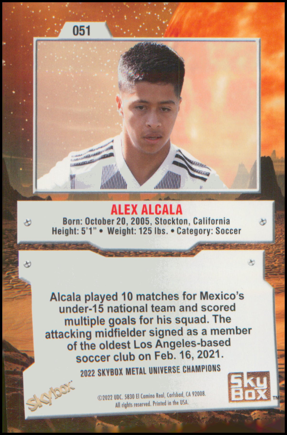 2022 SkyBox Metal Universe Champions #051 Alex Alcala