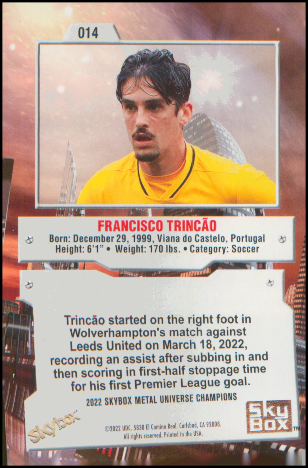2022 SkyBox Metal Universe Champions #014 Francisco Trincao
