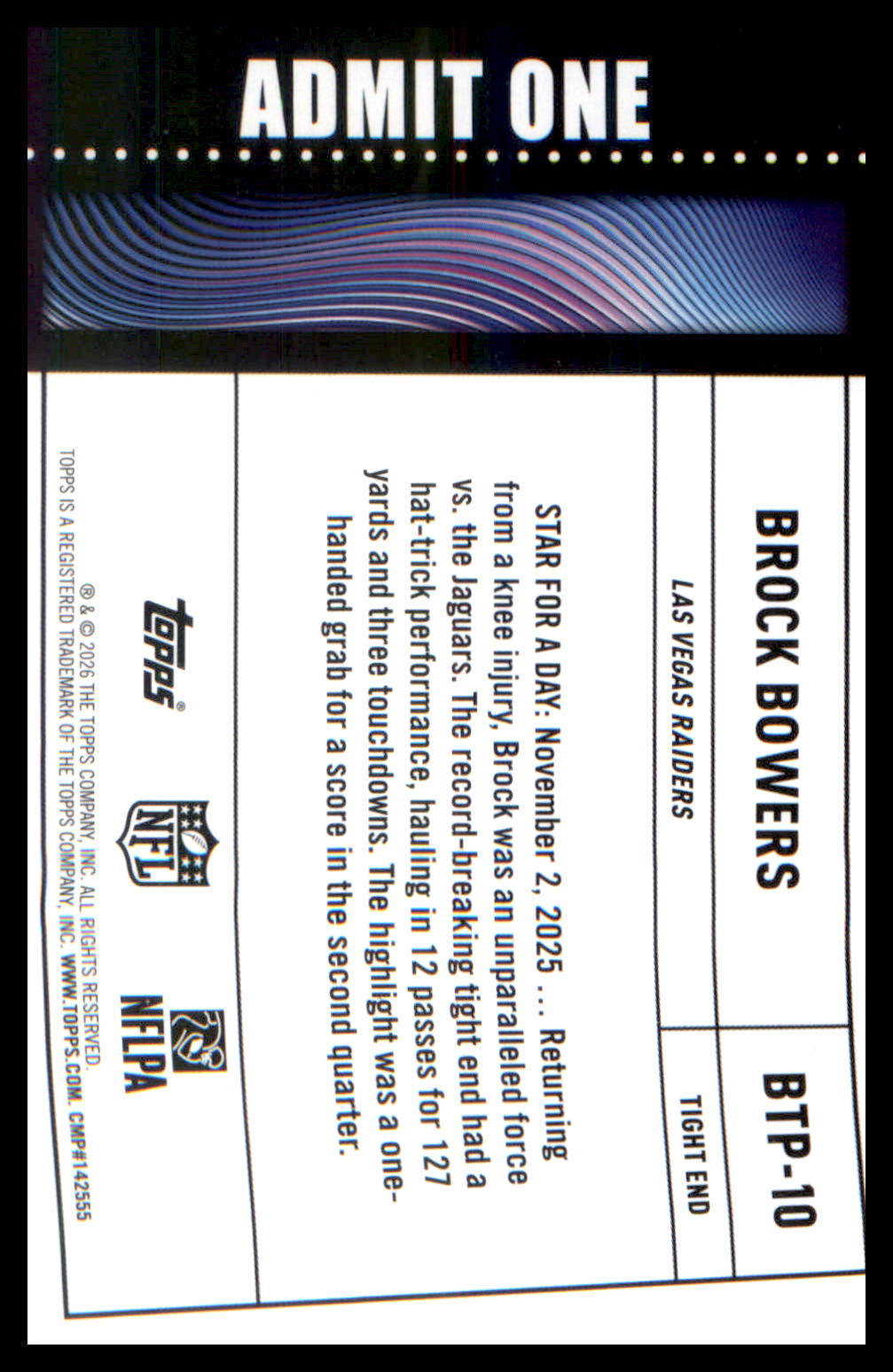 2026 Topps Flagship Big Ticket Players #BTP-10 Brock Bowers