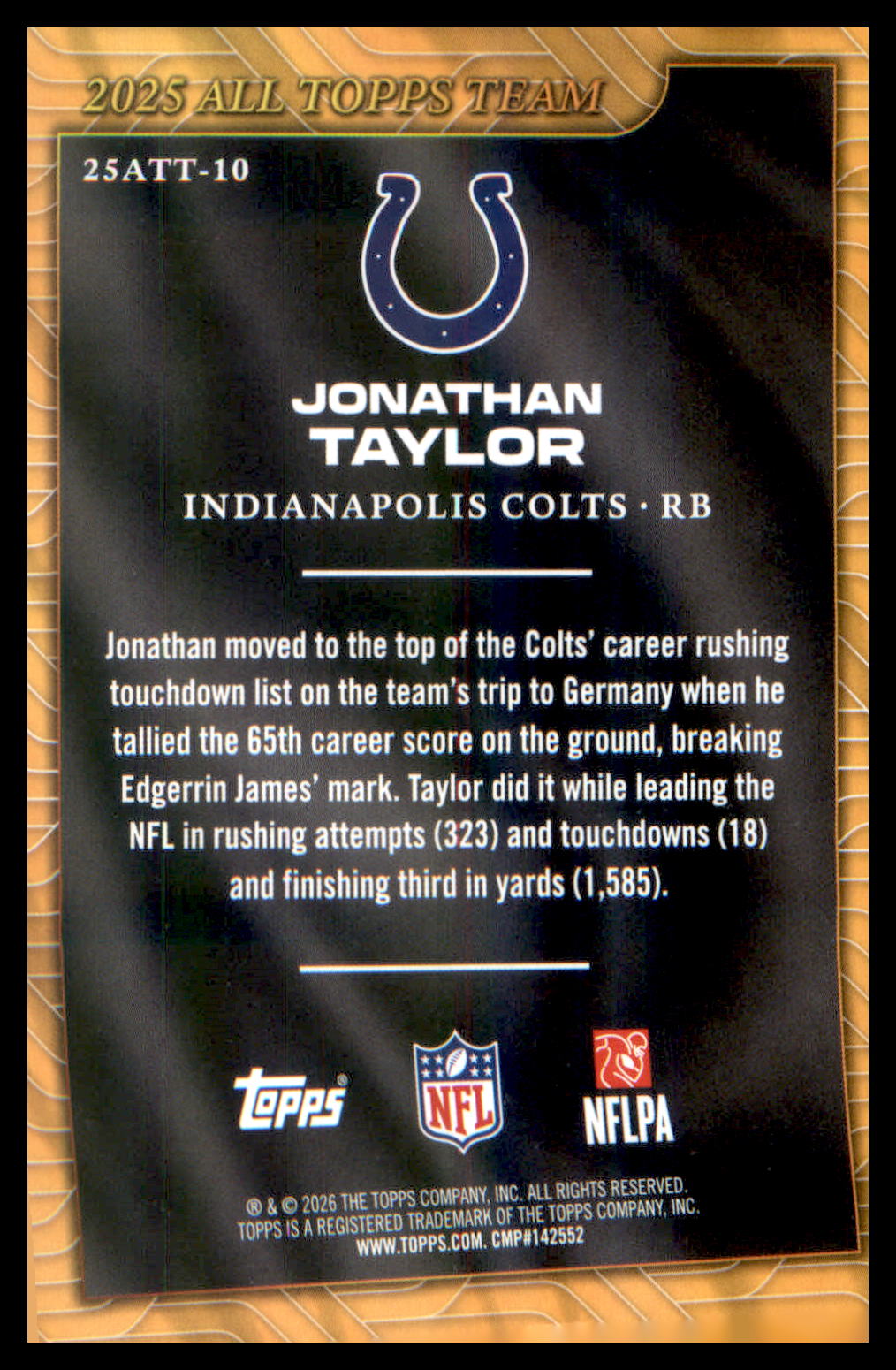 2026 Topps Flagship 2025 All Topps Flagship Team #25ATT-10 Jonathan Taylor