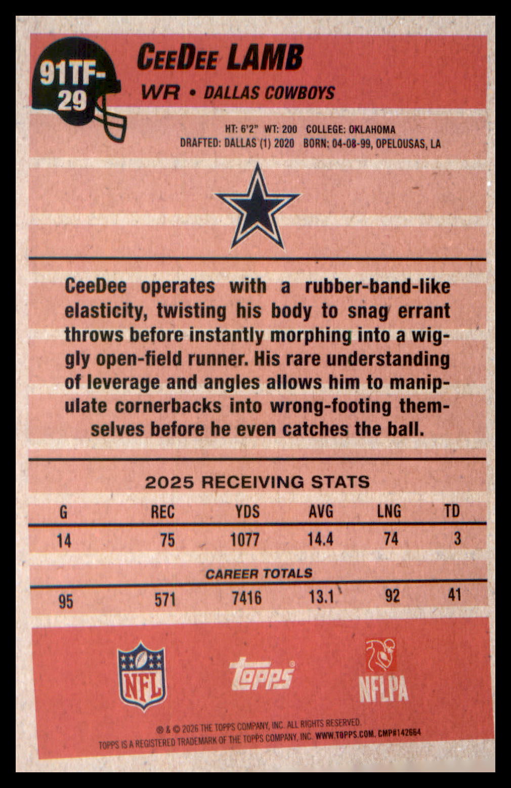 2026 Topps Flagship 1991 Topps Flagship Football #91TF-29 CeeDee Lamb