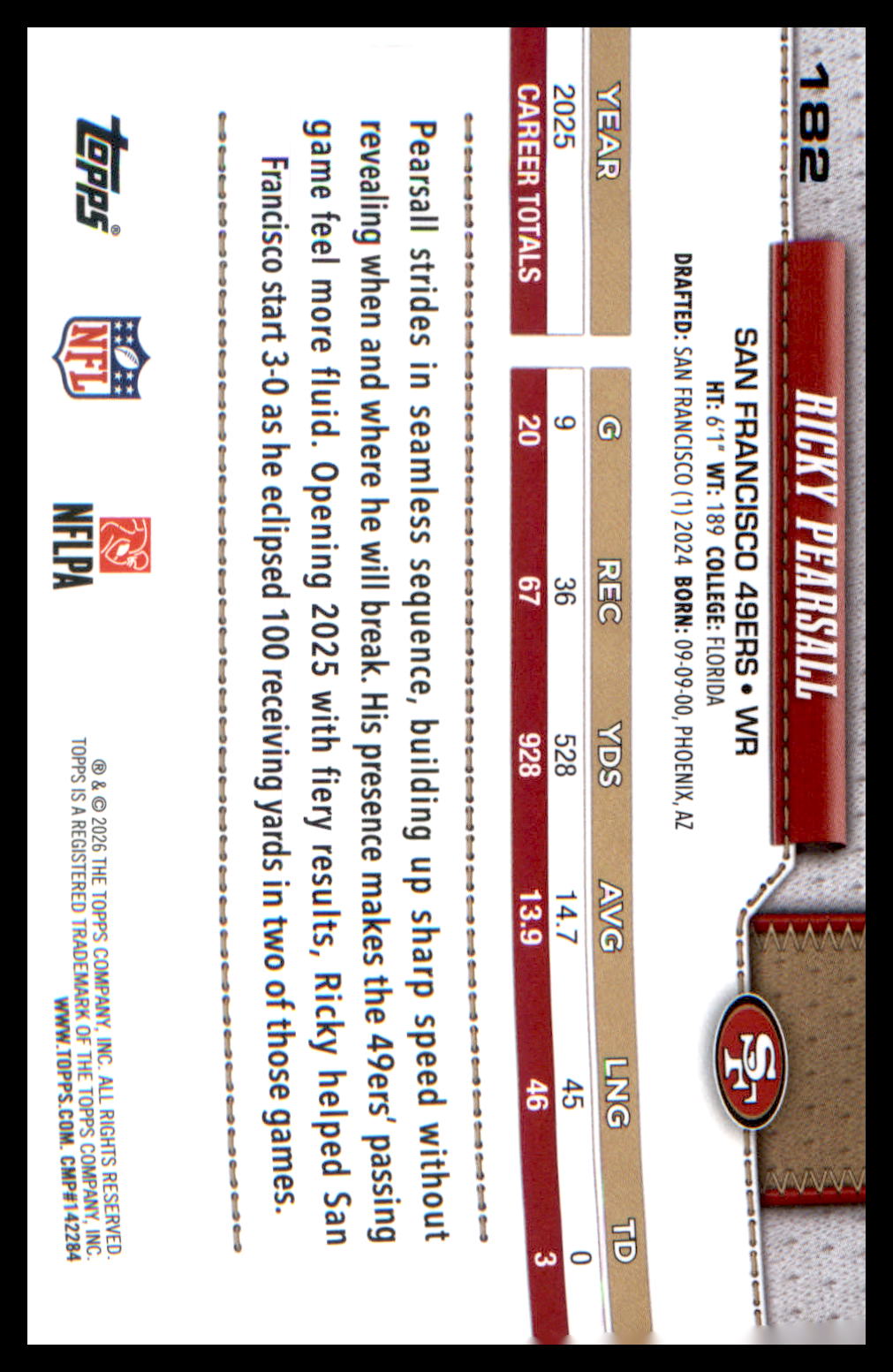 2026 Topps Flagship Football #182 Ricky Pearsall
