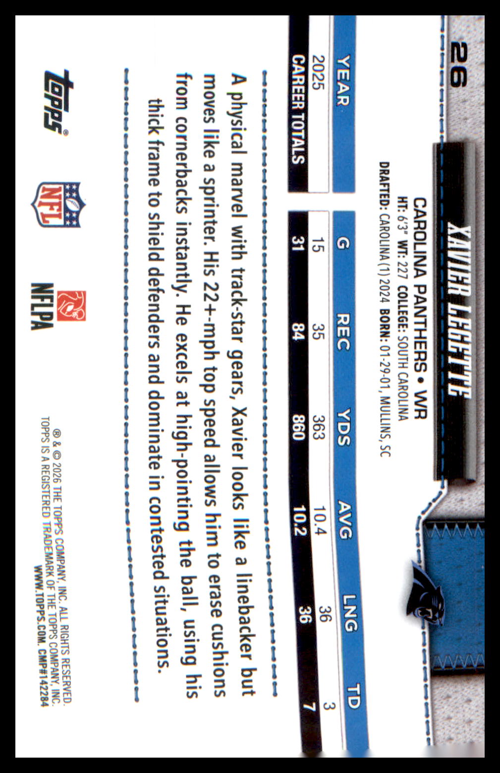 2026 Topps Flagship Football #26 Xavier Legette