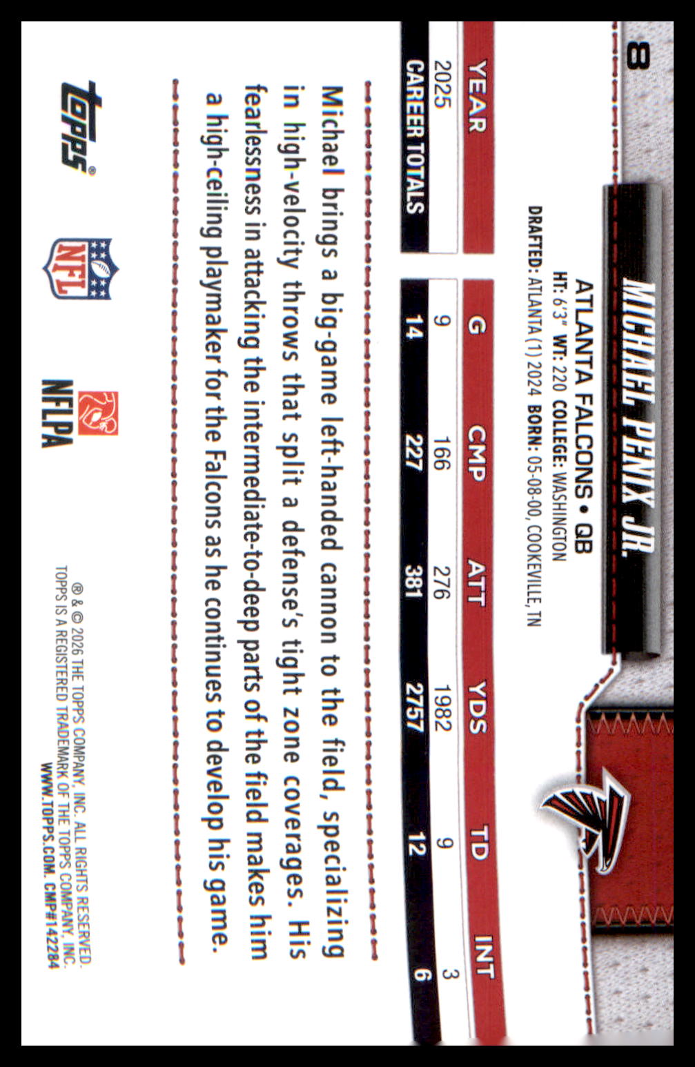 2026 Topps Flagship Football #8 Michael Penix Jr.