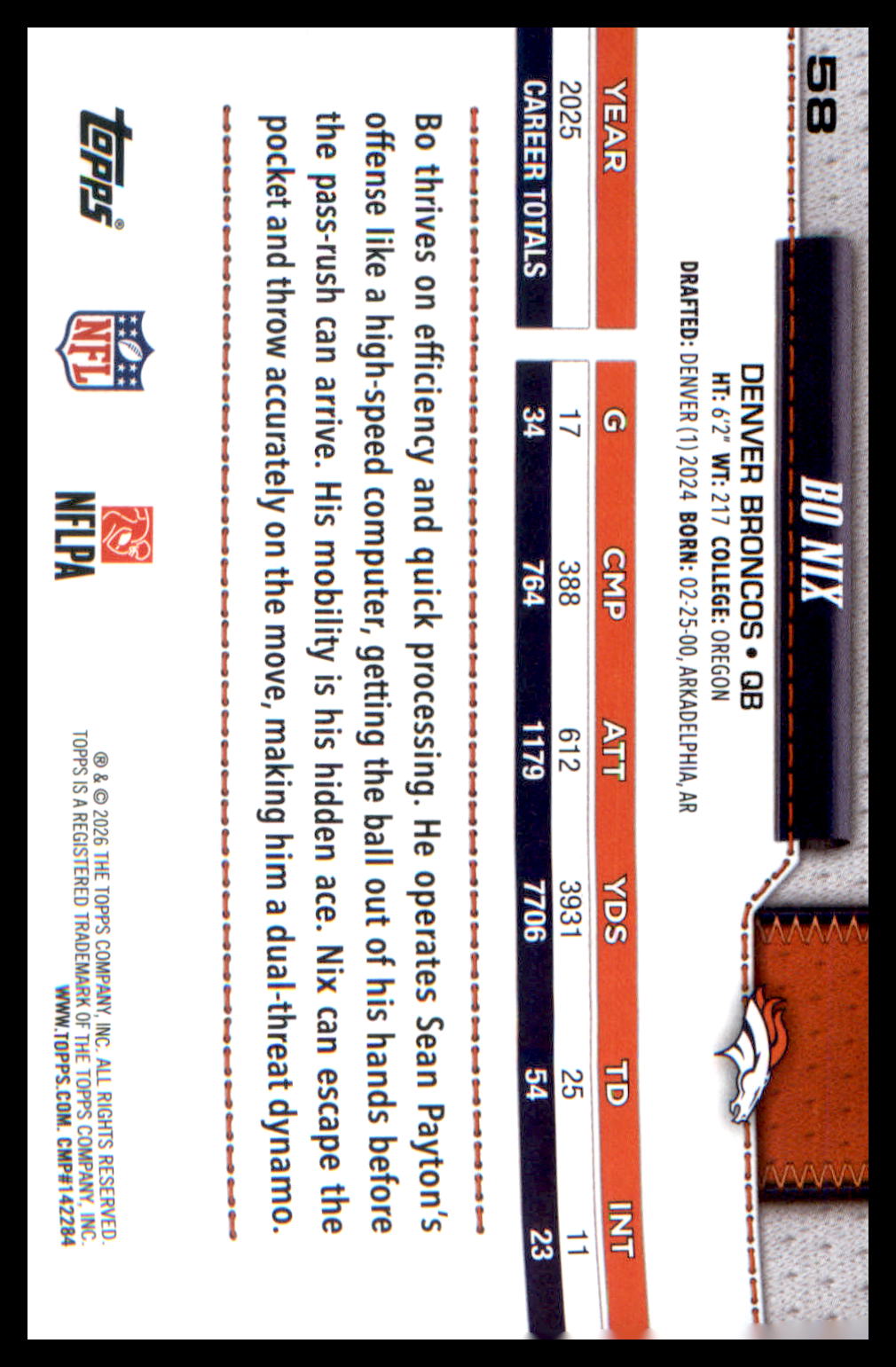 2026 Topps Flagship Football #58 Bo Nix