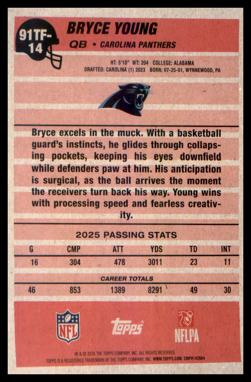 2026 Topps Flagship 1991 Topps Flagship Football #91TF-14 Bryce Young