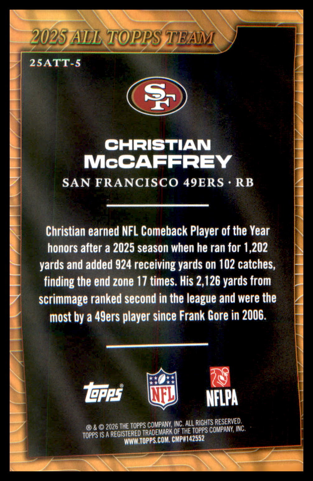 2026 Topps Flagship 2025 All Topps Flagship Team #25ATT-5 Christian McCaffrey