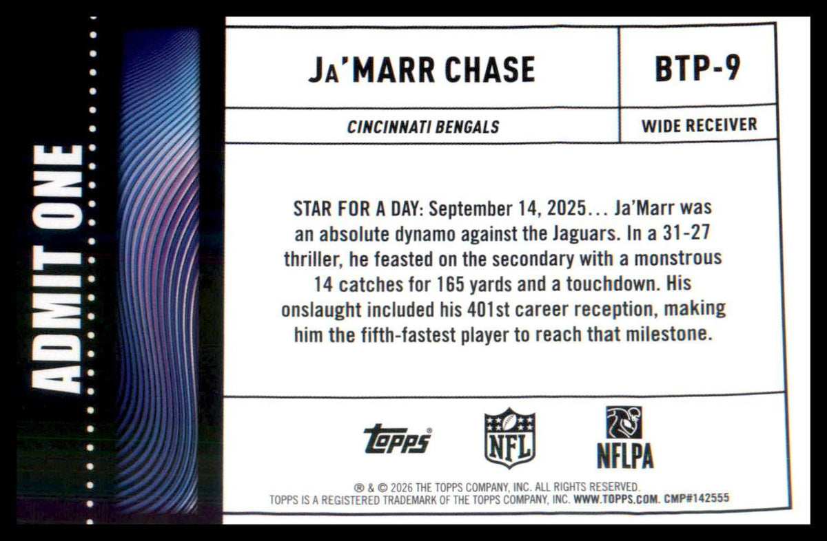 2026 Topps Flagship Big Ticket Players #BTP-9 Ja'Marr Chase