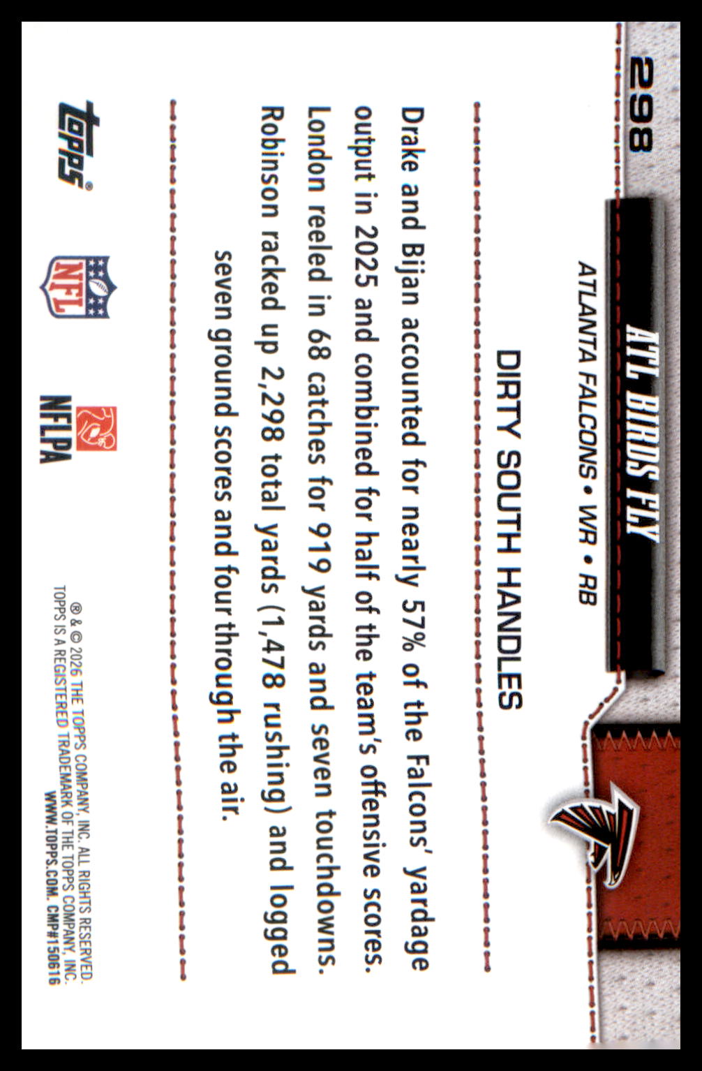 2026 Topps Flagship Football Football Border Rainbow Foil #298 ATL Birds Fly
