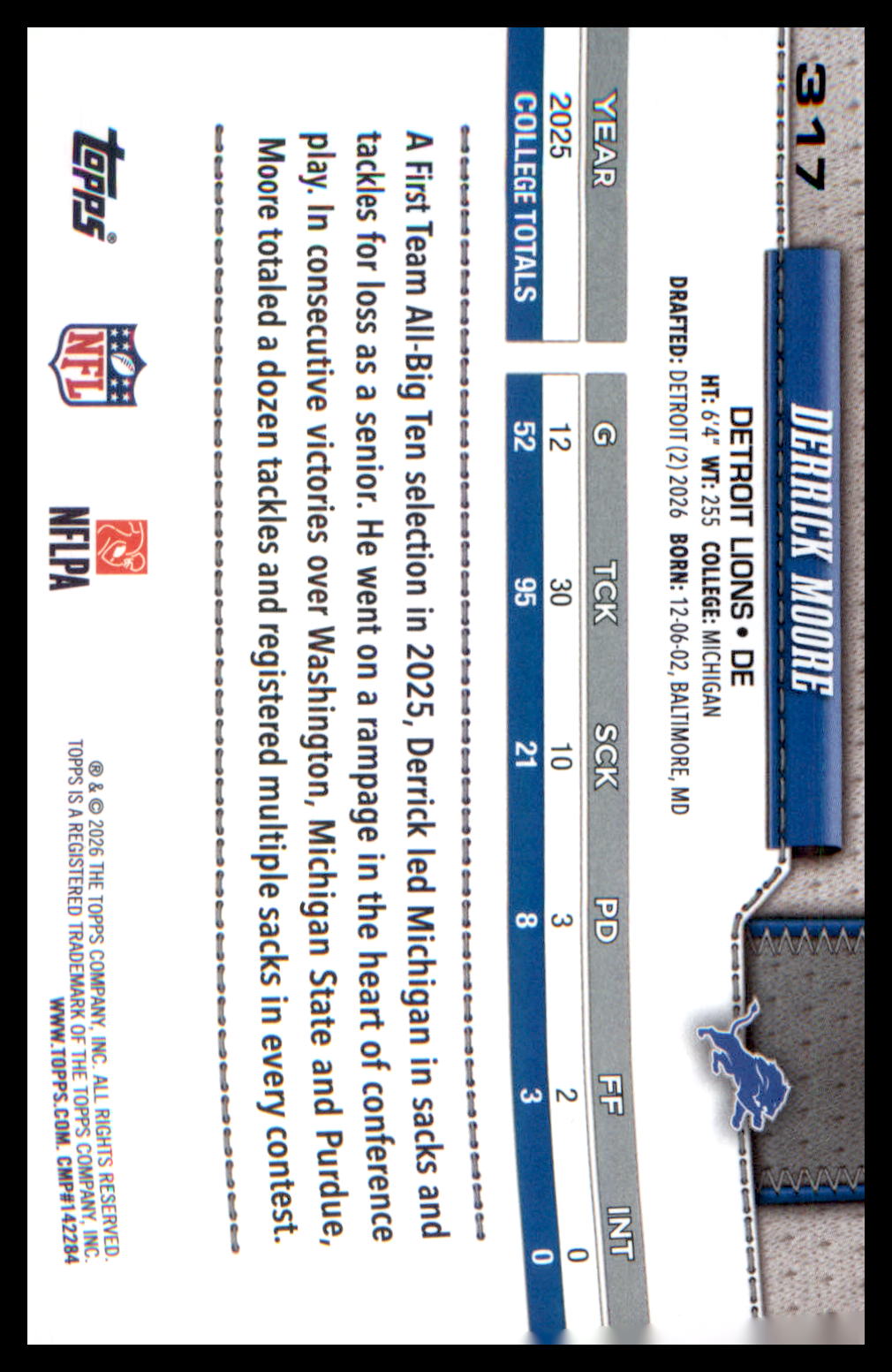 2026 Topps Flagship #317 Derrick Moore