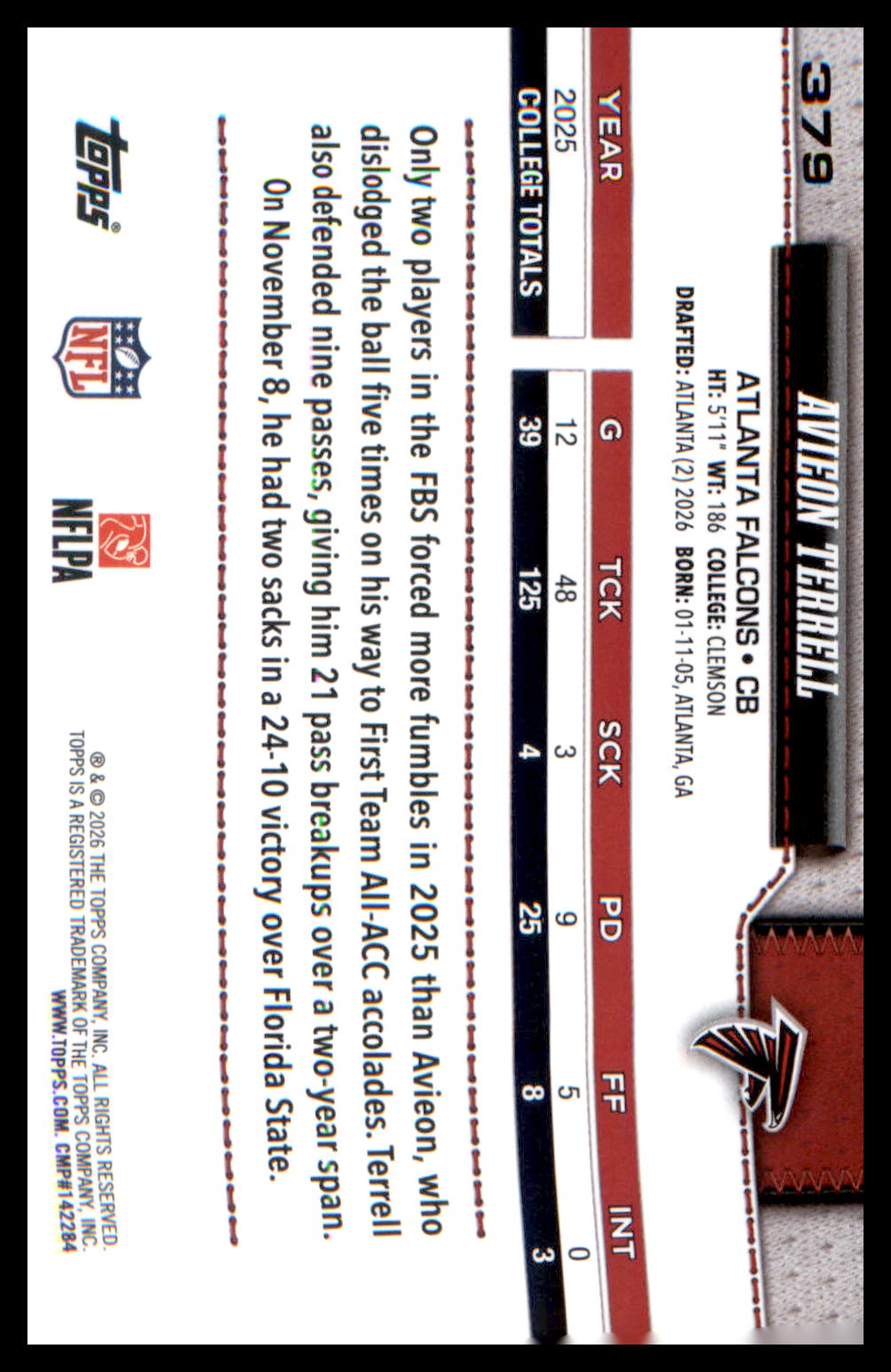 2026 Topps Flagship Rookie Card #379 Avieon Terrell