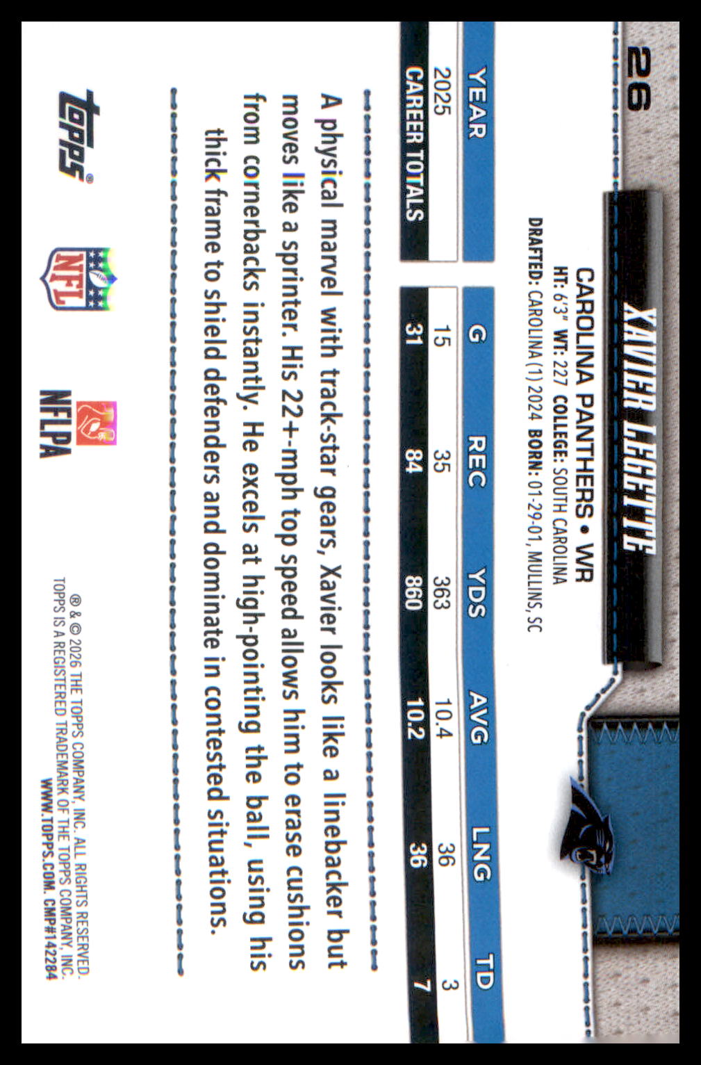 2026 Topps Flagship Football Base #26 Xavier Legette