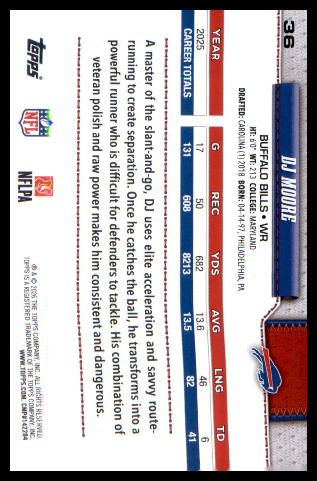 2026 Topps Flagship Football Base #36 DJ Moore