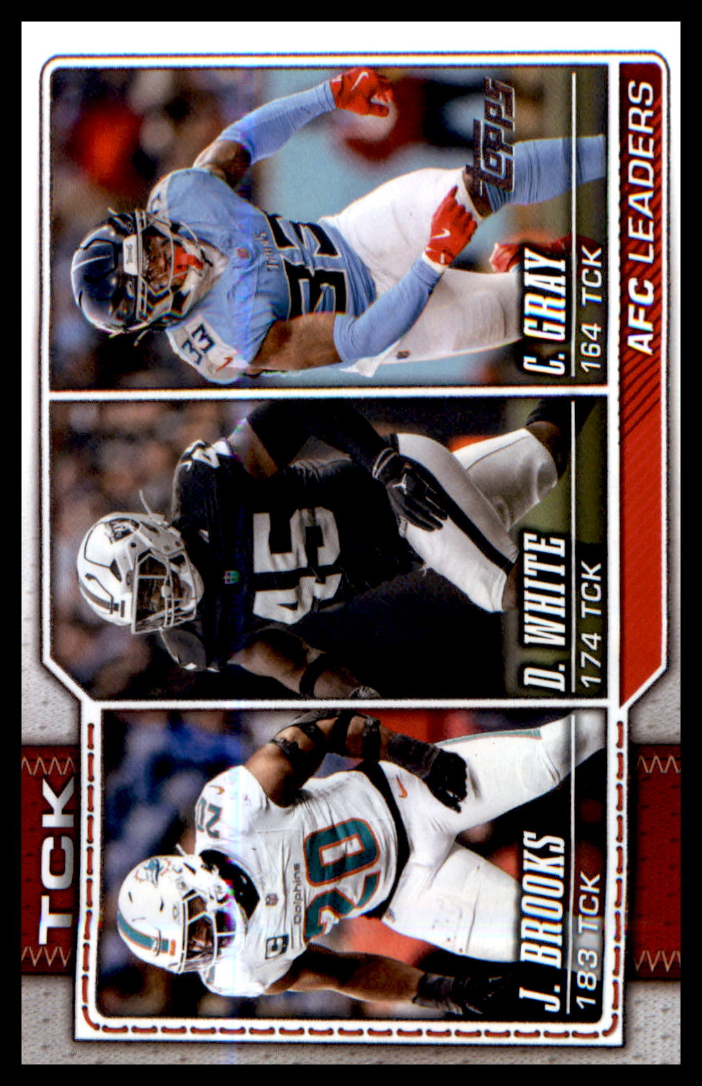 2026 Topps Flagship Football #290 AFC Tackle Leaders - Brooks, White, Gray