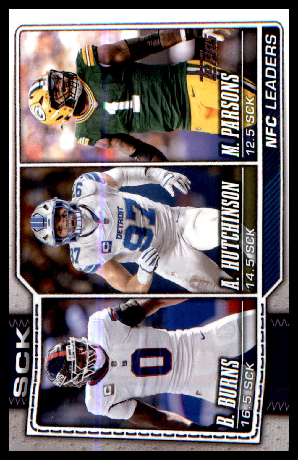2026 Topps Flagship Football #287 NFC Sack Leaders - Burns, Hutchinson, Parsons