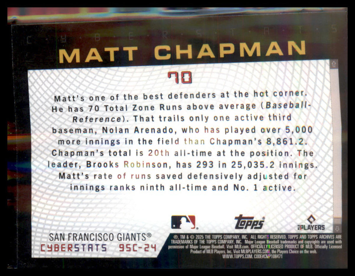 2025 Topps Archives 1995 Topps Cyberstats #95C-24 Matt Chapman