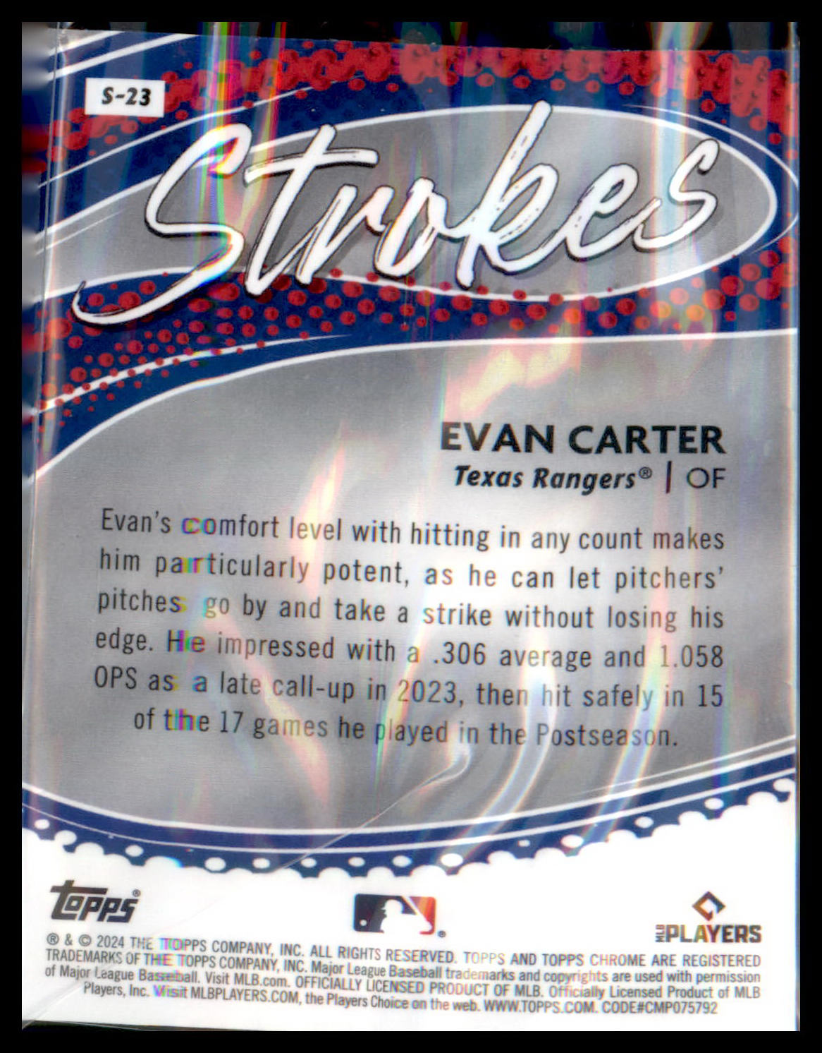 2024 Topps Chrome Strokes Refractor #S-23 Evan Carter