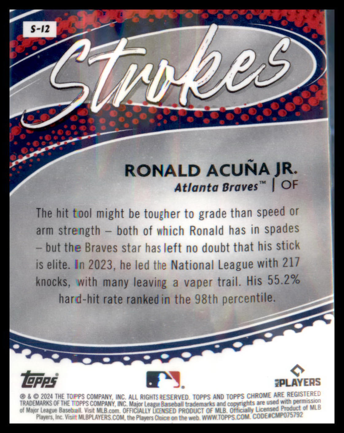 2024 Topps Chrome Strokes Refractor #S-12 Ronald Acuña Jr.