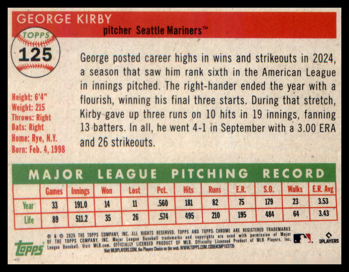 2025 Topps Chrome Platinum #125 George Kirby