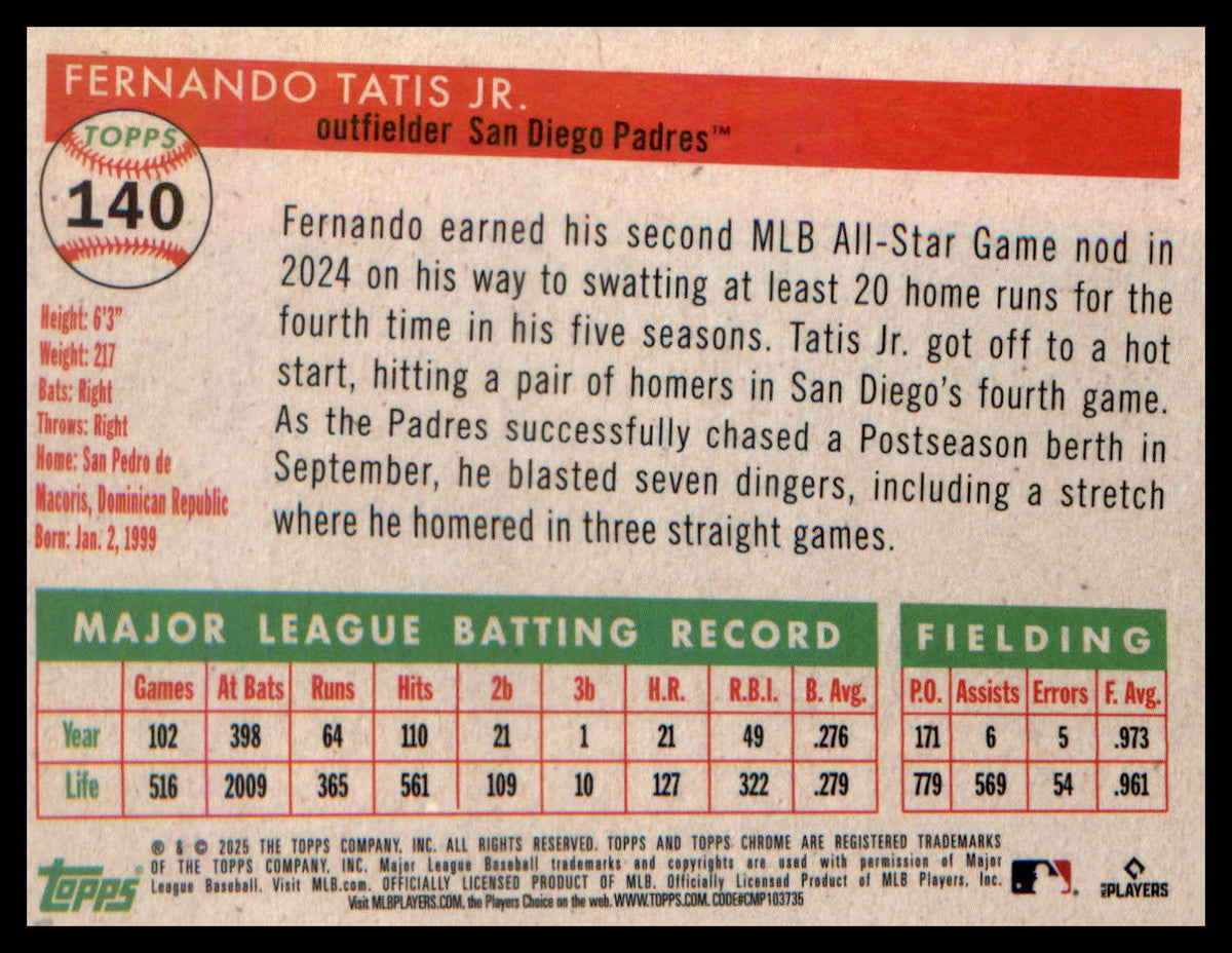 2025 Topps Chrome Platinum #140 Fernando Tatis Jr.