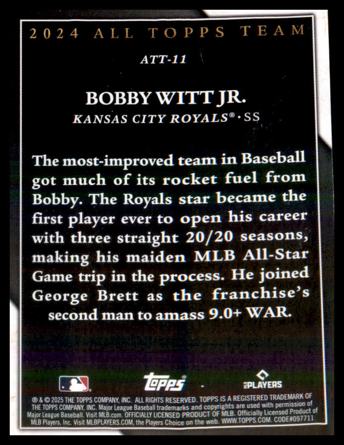 2025 Topps 2024 All Topps Team #ATT-11 Bobby Witt Jr.