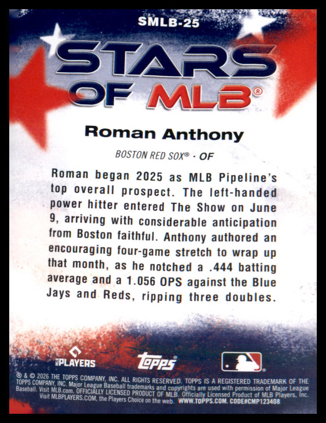 2026 Topps Stars of MLB #SMLB-25 Roman Anthony