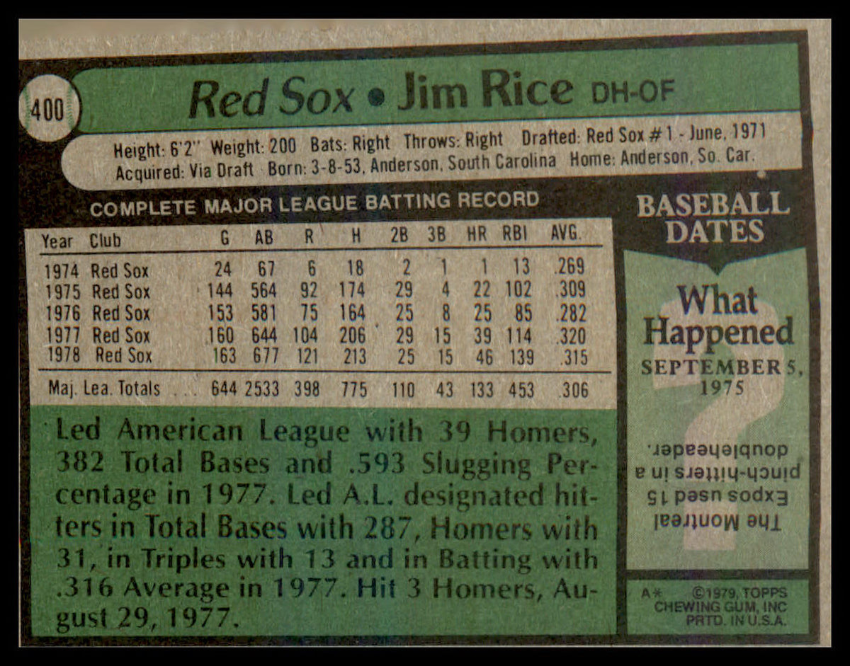 1979 Topps #400 Jim Rice
