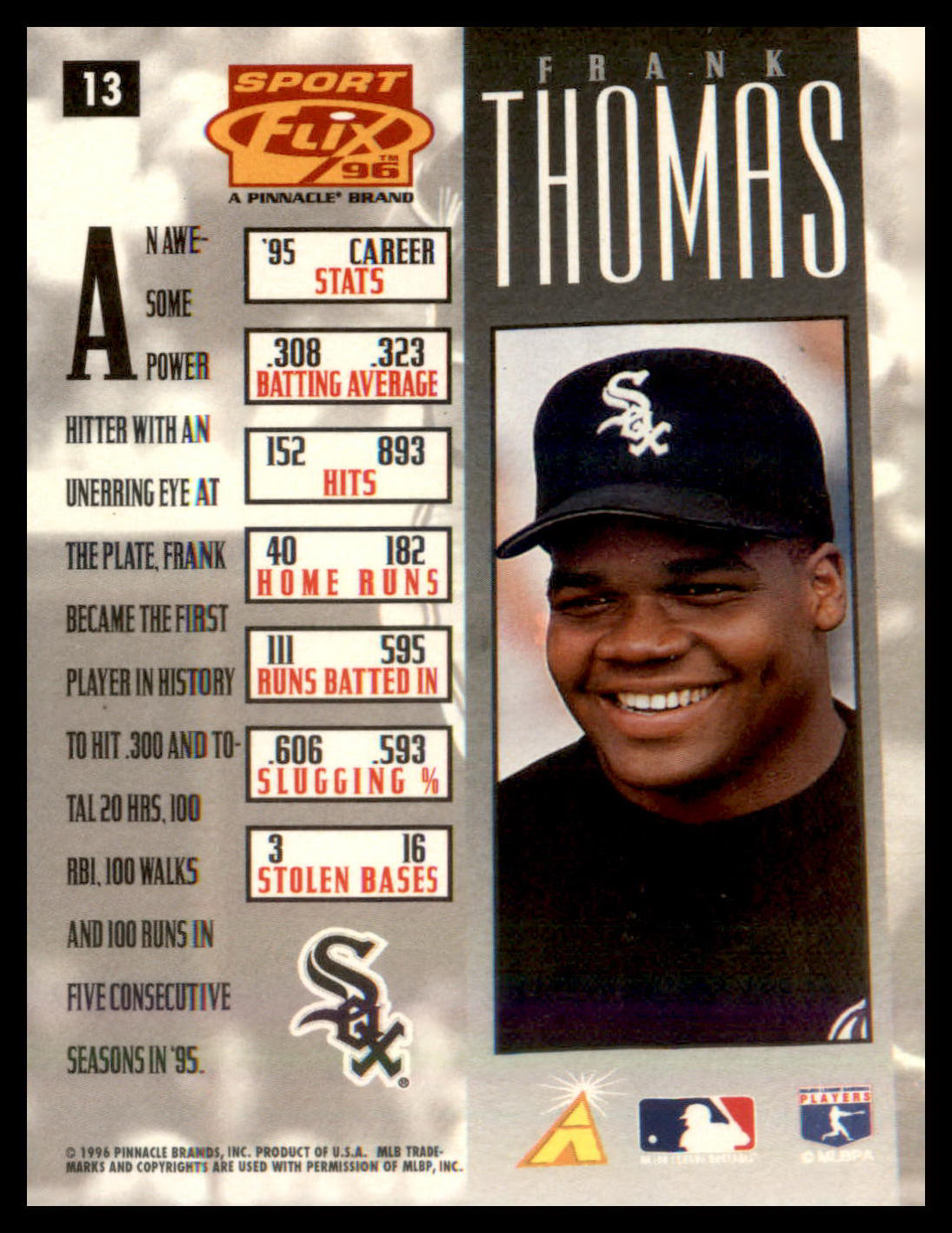1996 Sportflix #13 Frank Thomas