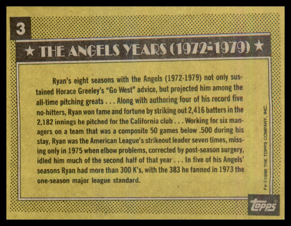 1990 Topps #3 Nolan Ryan