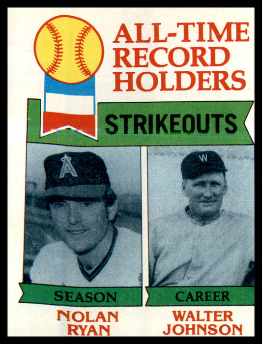 1979 Topps #417 All-Time Record Holders: Strikeouts Ryan/Johnson