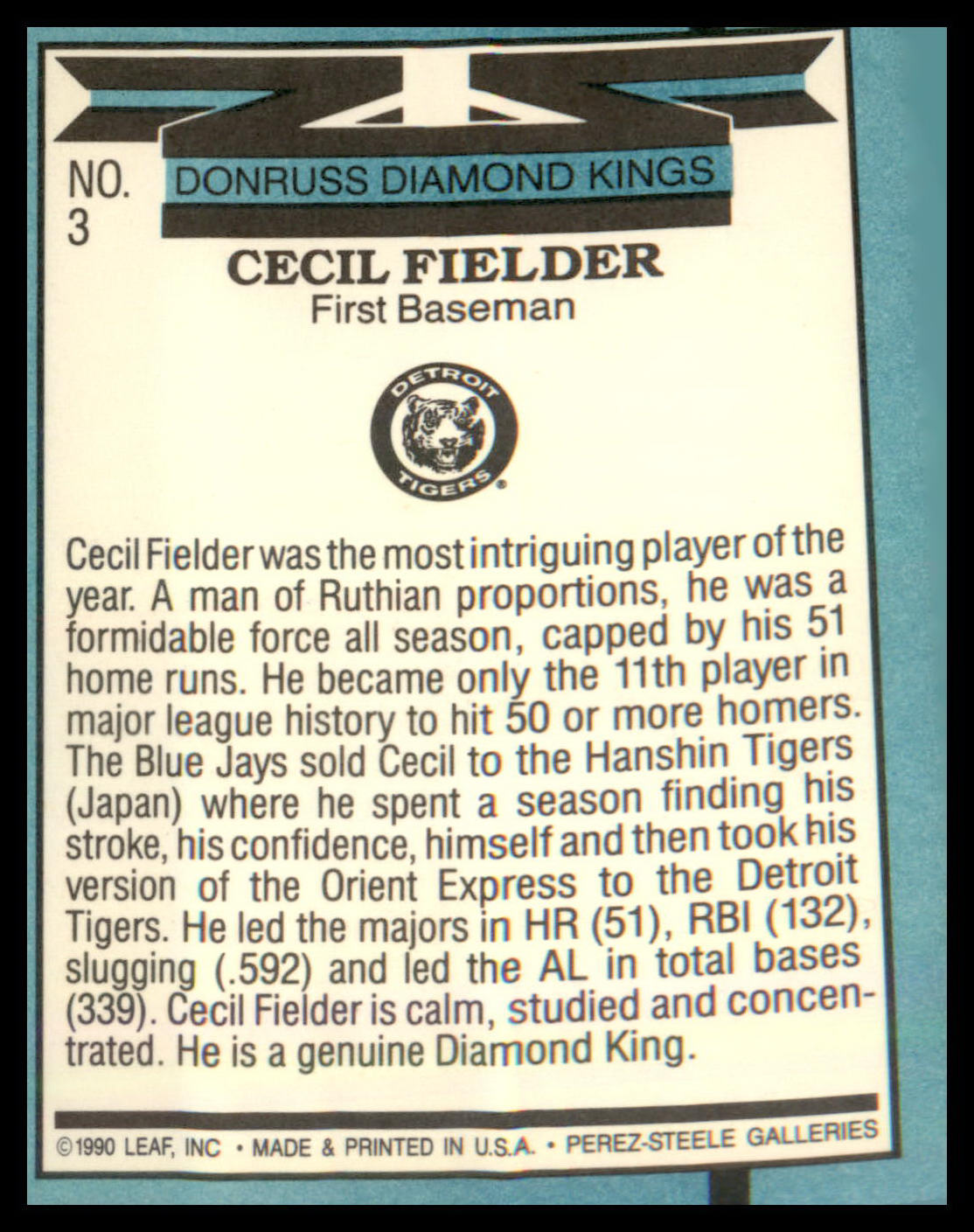 1991 Donruss #3 Cecil Fielder
