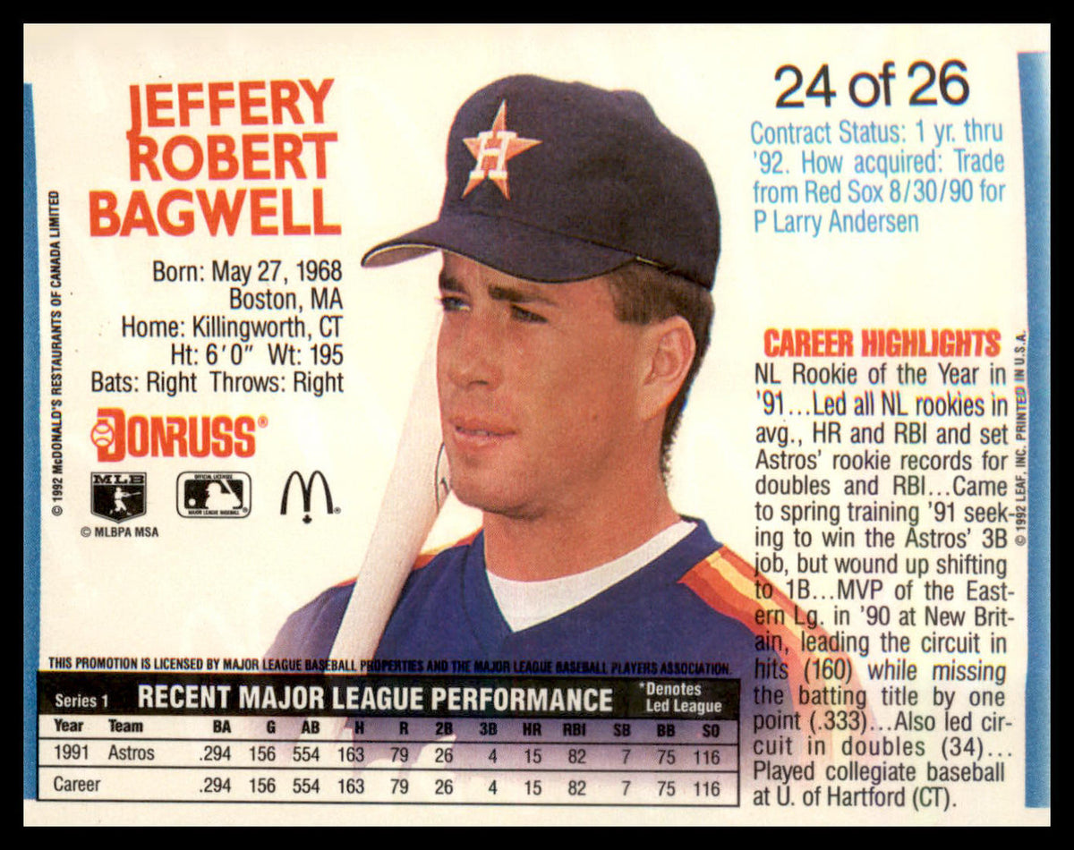 1992 Donruss McDonald's MVP #24 Jeff Bagwell