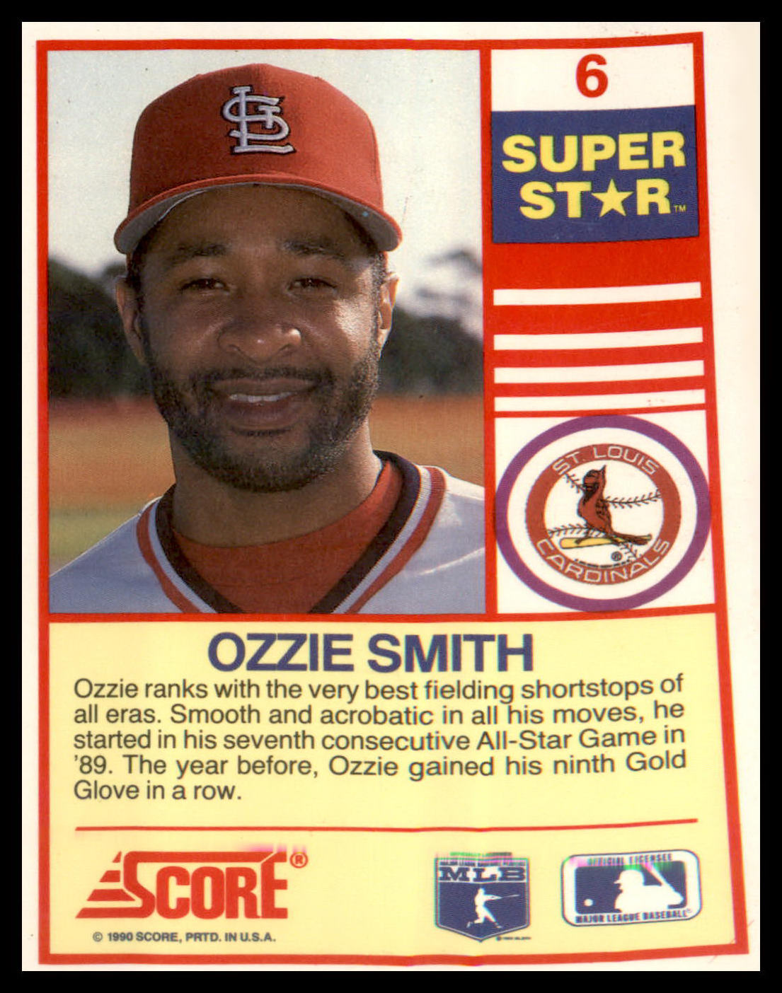 1990 Score 100 Superstars #6 Ozzie Smith