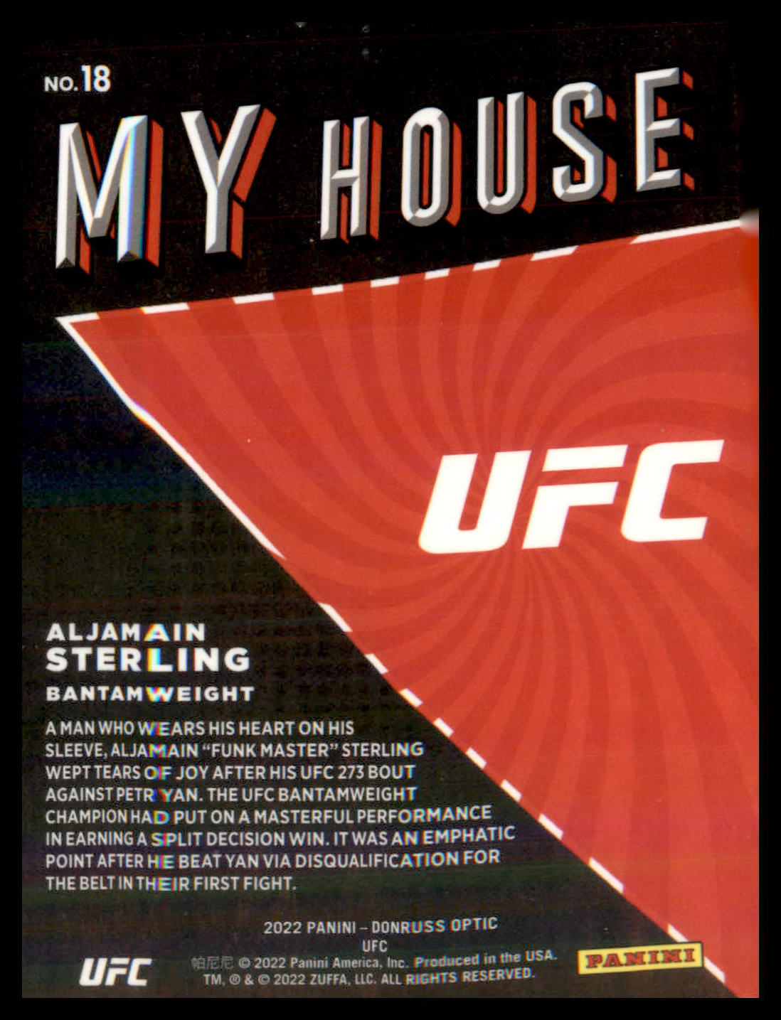 2022 Donruss Optic UFC My House #18 Aljamain Sterling