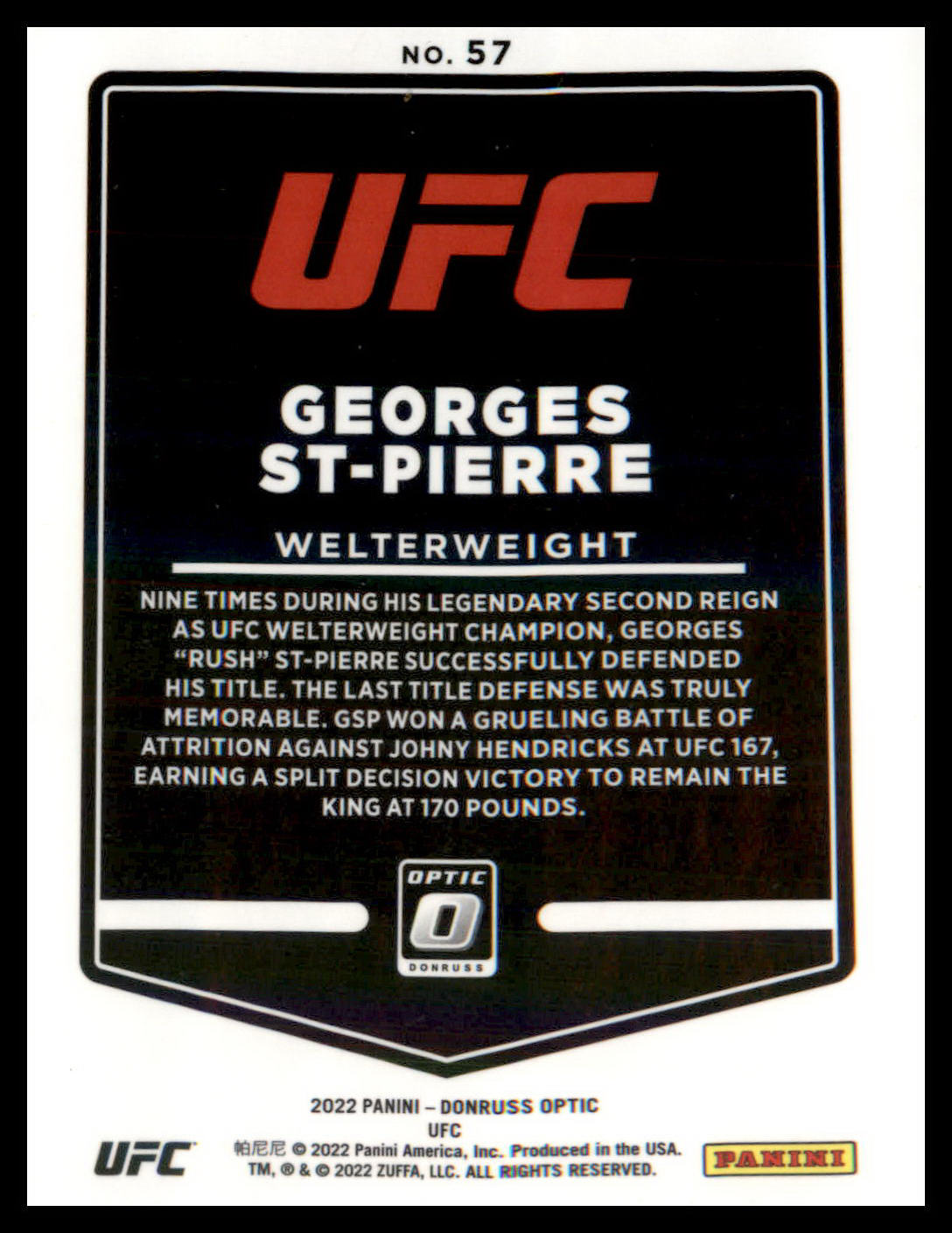 2022 Donruss Optic UFC #57 Georges St-Pierre