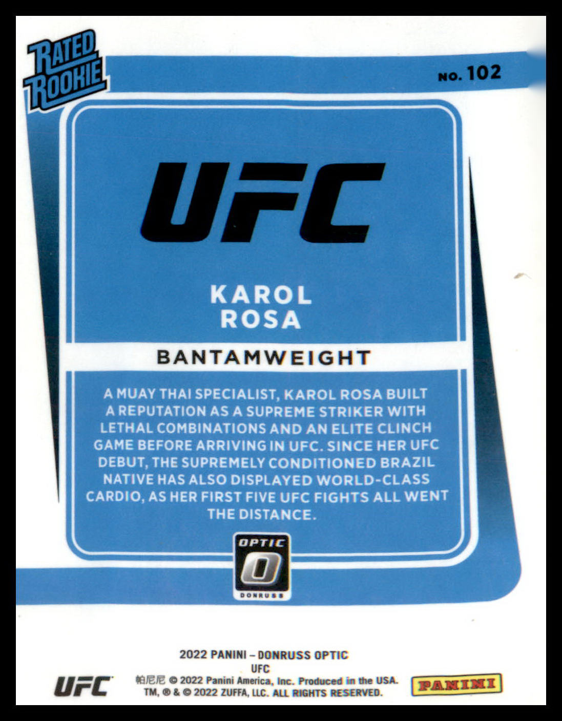 2022 Donruss Optic UFC #102 Karol Rosa RC RC