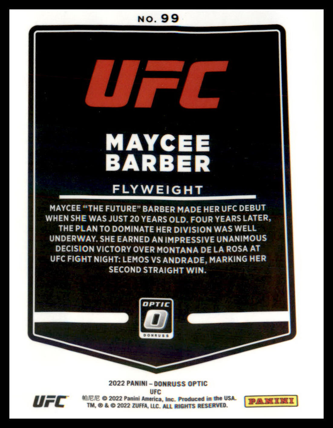 2022 Donruss Optic UFC #99 Maycee Barber
